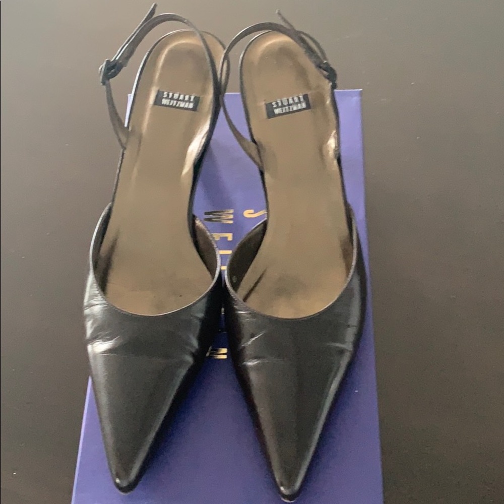 Stuart Weitzman chocolate brown sling back pump
